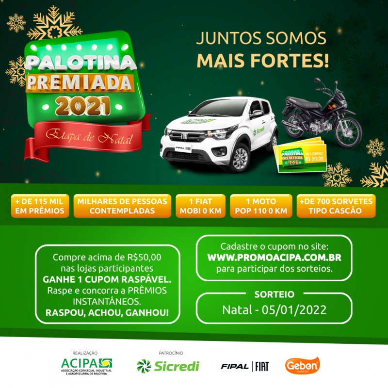 Etapa de Natal da Promoção Palotina Premiada terá carro, moto e vales compras 