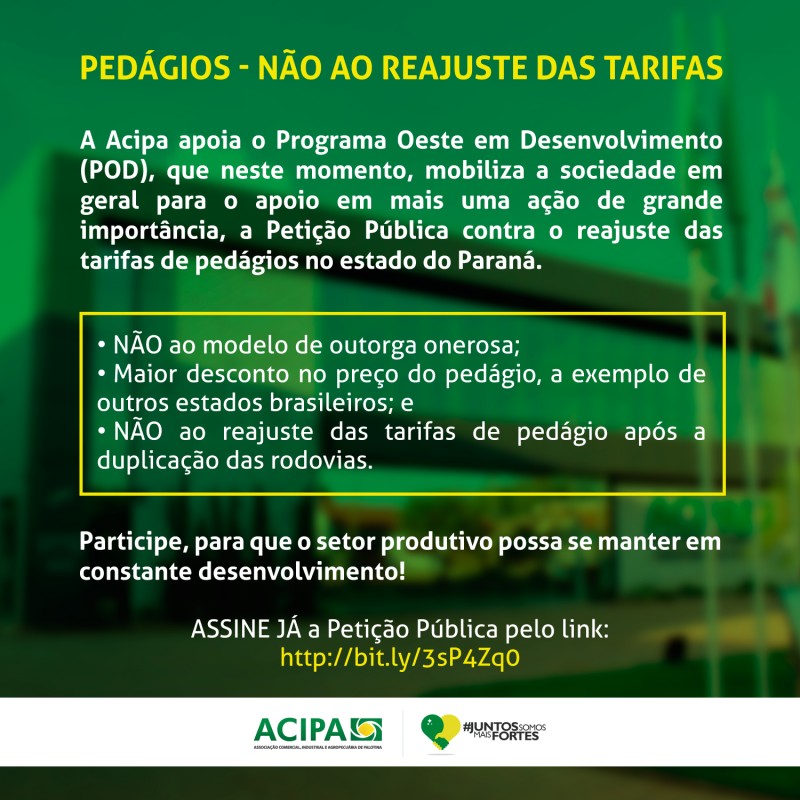Petição pública contra o reajuste das tarifas de pedágios no estado do Paraná